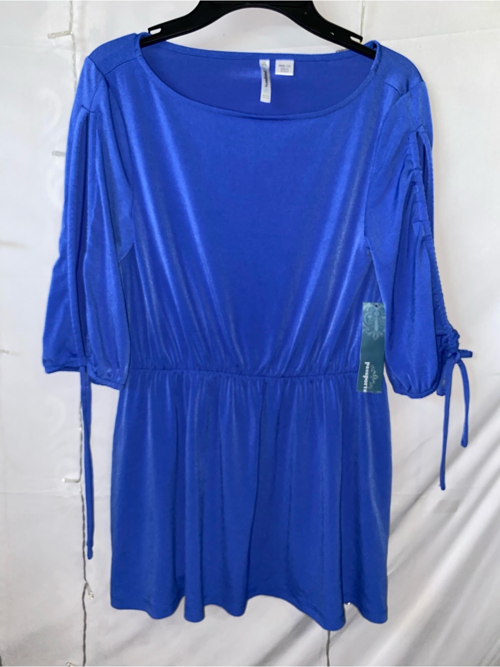 Passport Royal Blue Scoop-Neck blouse with Drawstring Sleeves